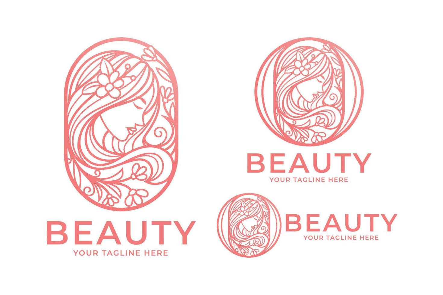 modèle de logo rose femme beauté féminine vecteur