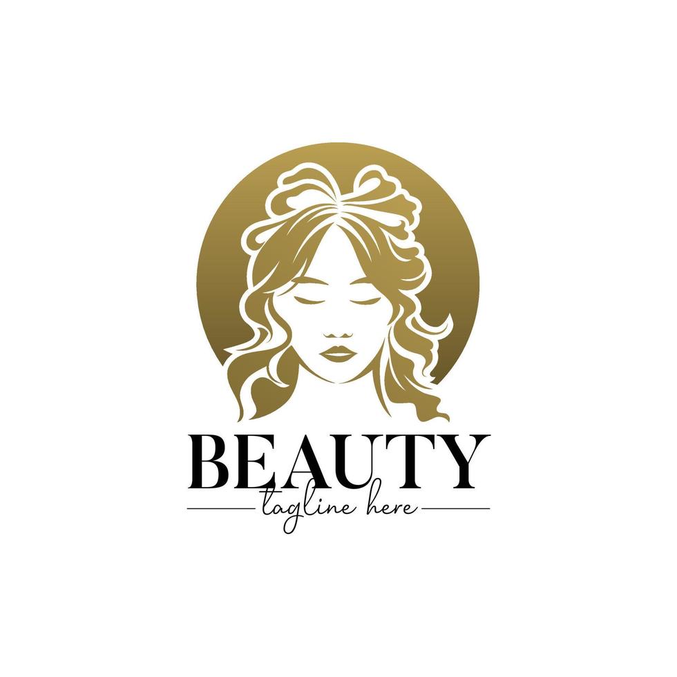 modèle de logo femme beauté féminine or vecteur