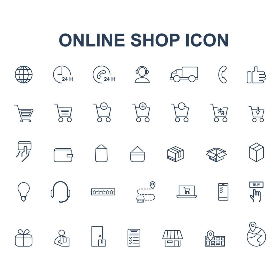 ensemble d'icônes d'affaires et de boutique en ligne vecteur