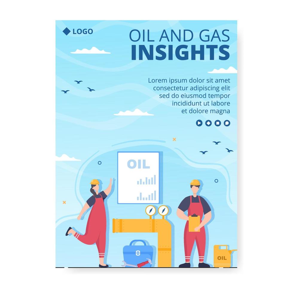 modèle d'affiche de l'industrie du gaz pétrolier illustration de conception plate modifiable de fond carré pour les médias sociaux ou la carte de voeux vecteur