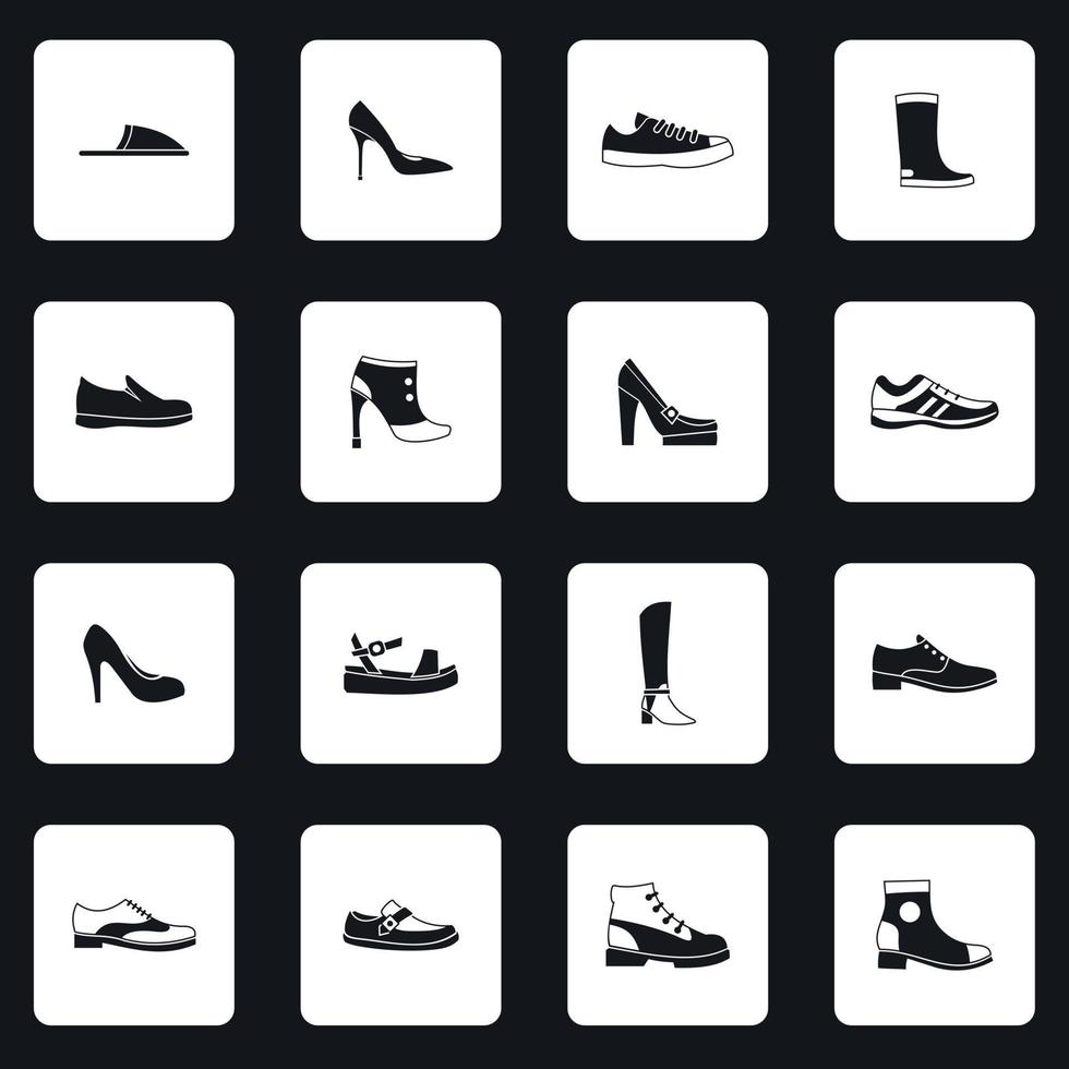 jeu d'icônes de chaussures, style simple vecteur