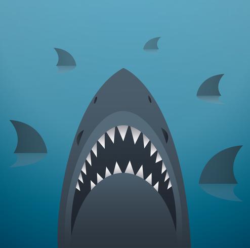 Requin vector illustration et fond de l&#39;espace