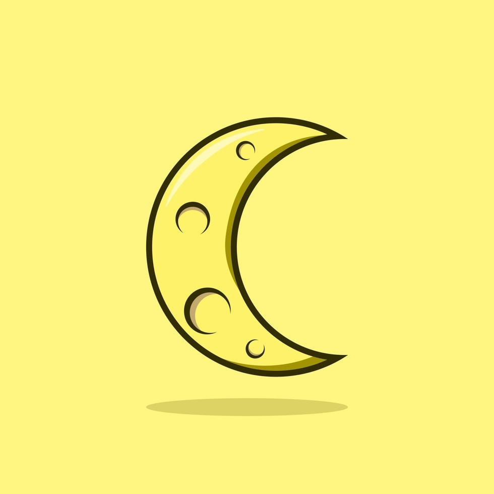 illustration d'icône de style dessin animé demi lune vecteur