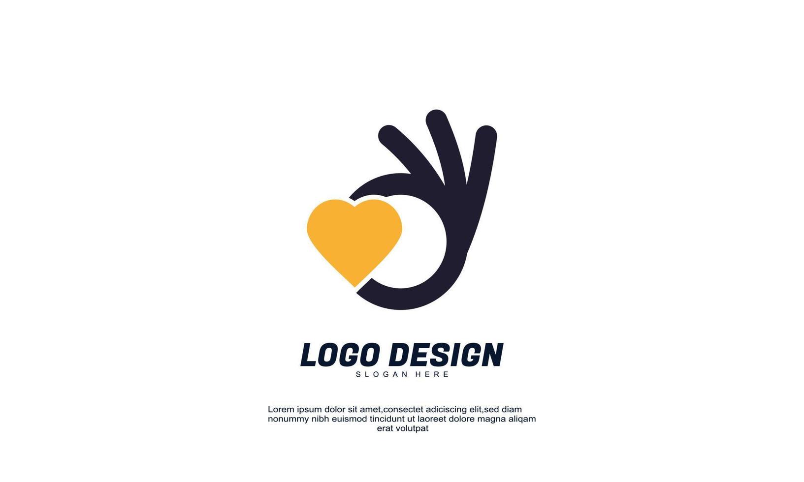 vecteur stock abstrait créatif doigt et amour logo superposition colorée vecteur icône logo design plat