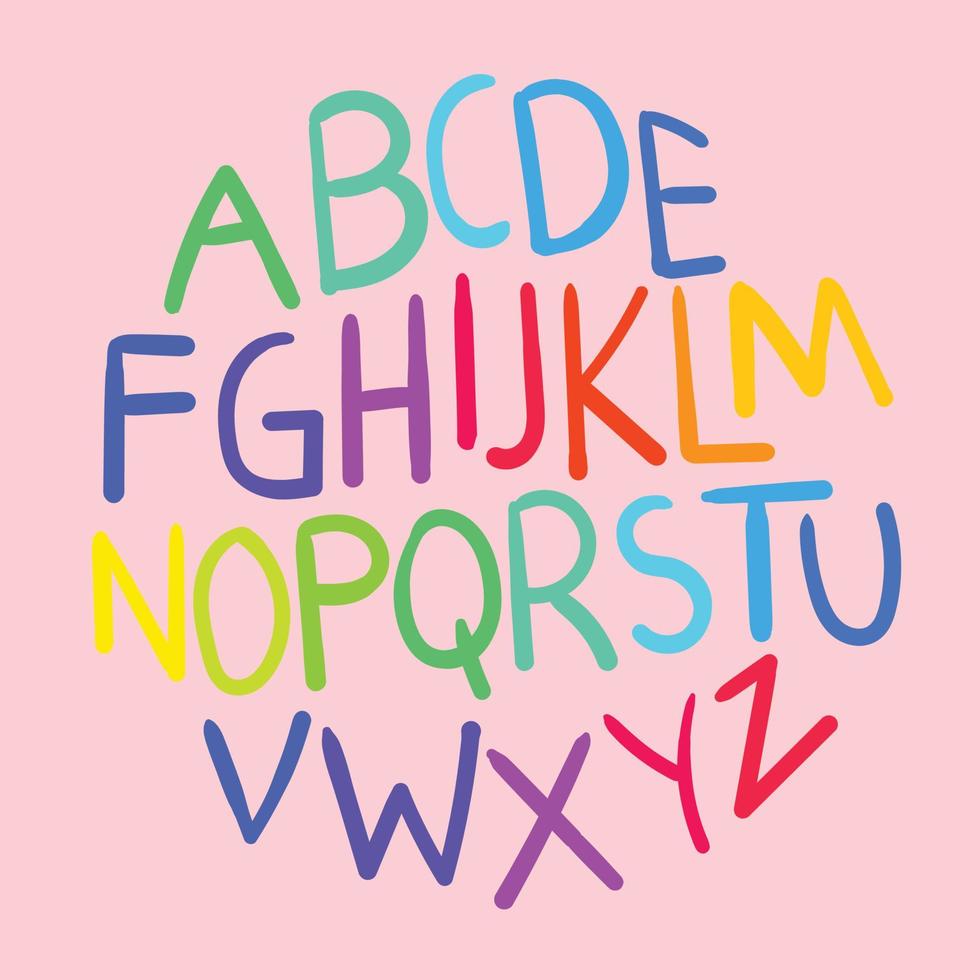 vecteur gratuit alphabet coloré dessiné à la main