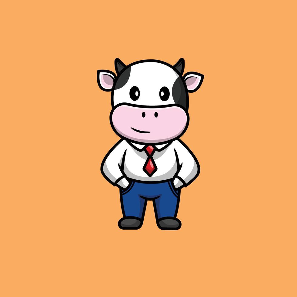 illustration d'icône vectorielle de dessin animé mignon patron de vache. concept d'icône d'entreprise animale isolé vecteur premium. style de dessin animé plat