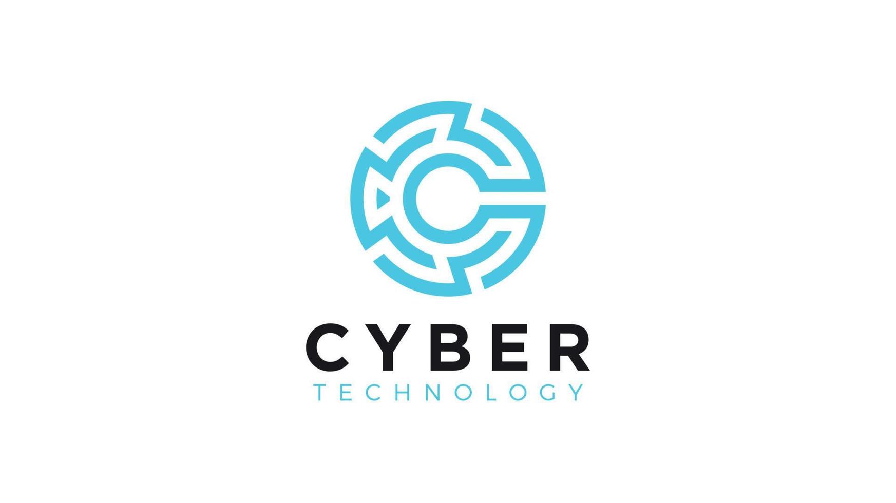 modèle de conception de logo de cyber technologie vecteur