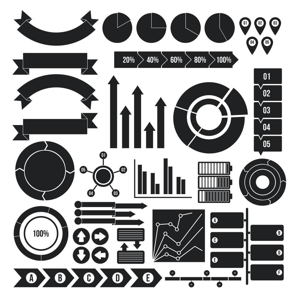 ensemble d'icônes de pièces de conception infographique, style simple vecteur