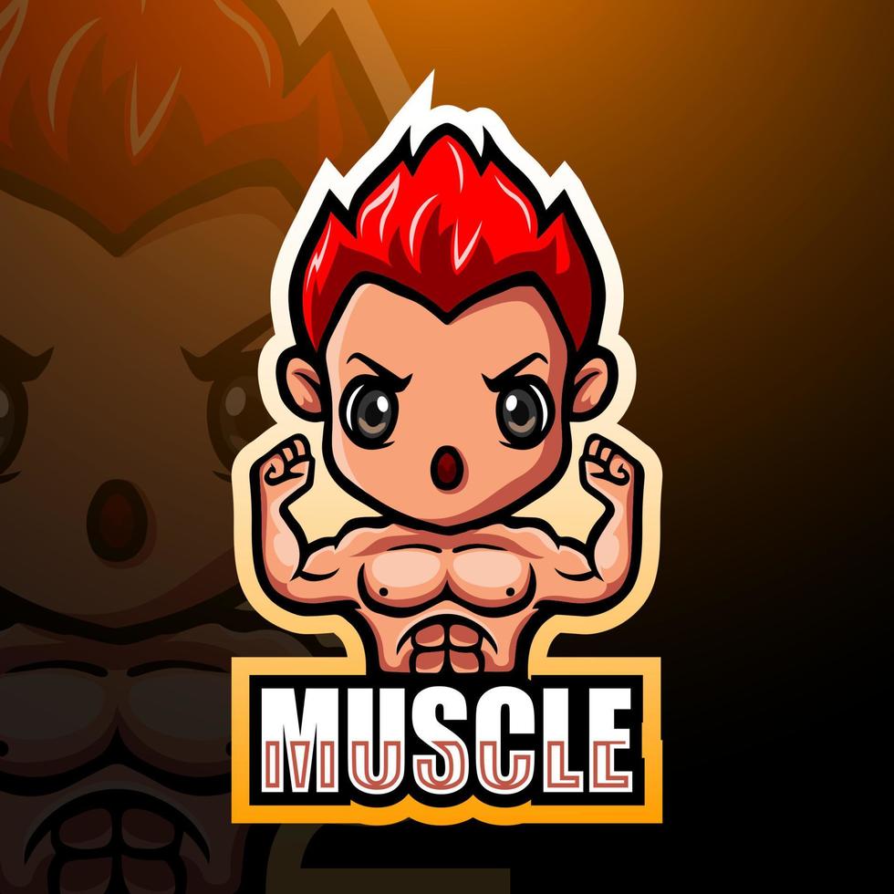 création de logo esport mascotte muscle boy vecteur