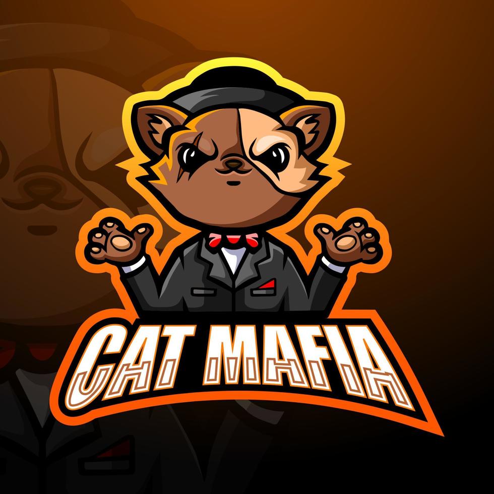 création de logo esport mascotte chat mafia vecteur