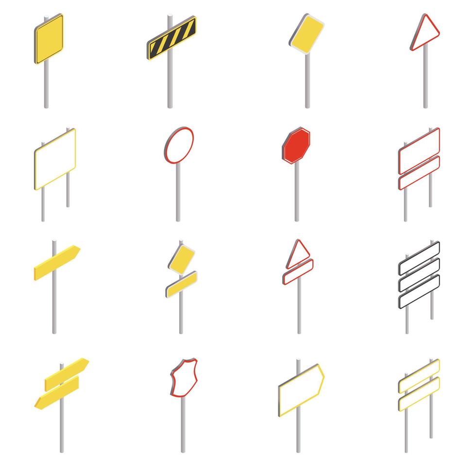 ensemble d'icônes de signalisation routière, style isométrique vecteur