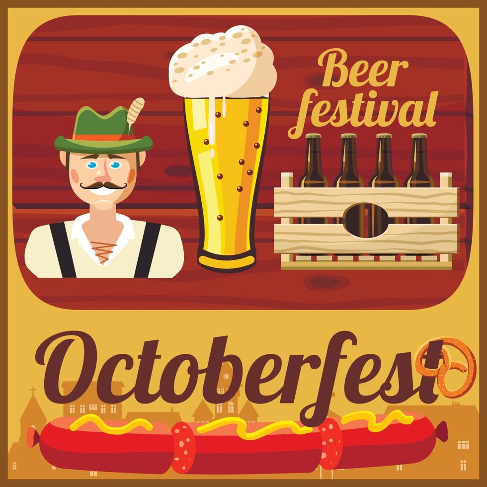concept de bière oktoberfest, style cartoon vecteur