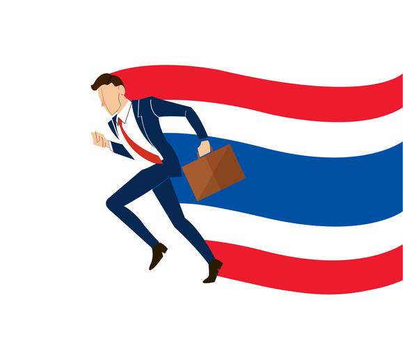 Homme d&#39;affaires en cours d&#39;exécution Thaïlande drapeau fond illustration vectorielle EPS10 vecteur