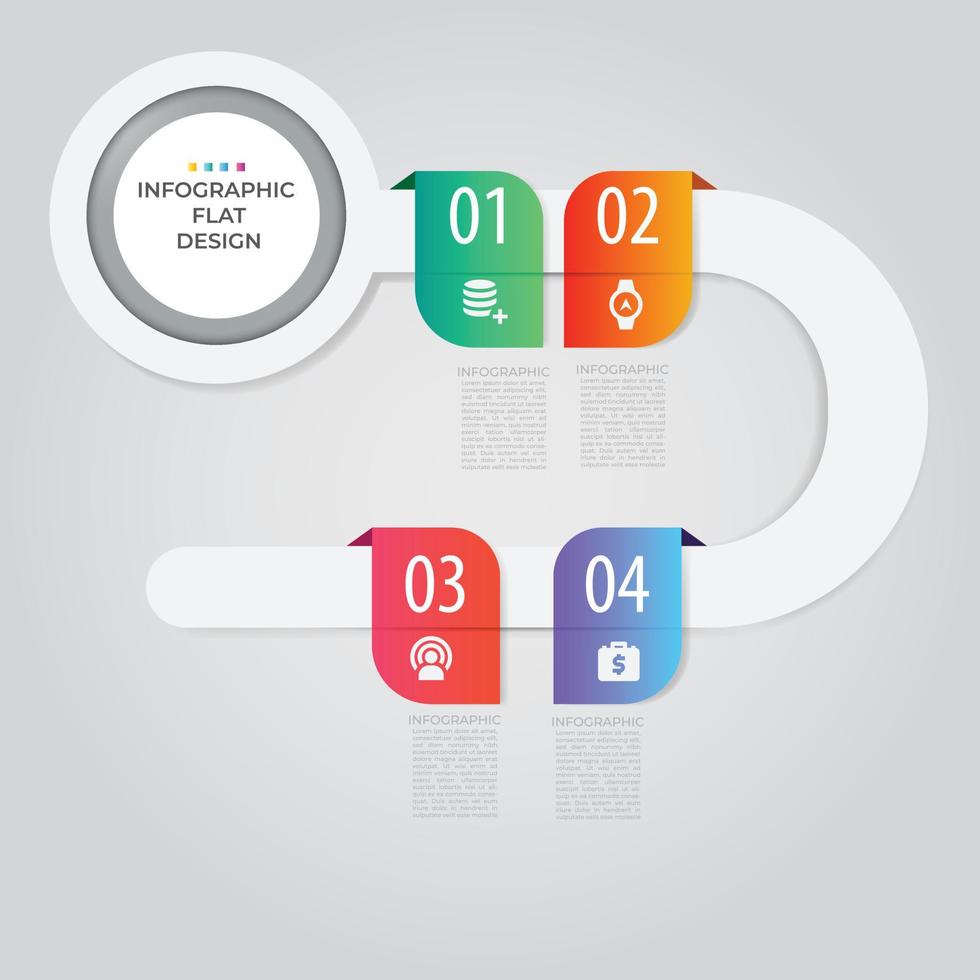 visualisation des données d'entreprise. diagramme de processus. éléments abstraits du graphique, diagramme avec étapes, options, parties ou processus. modèle d'entreprise de vecteur pour la présentation. concept créatif pour infographie.