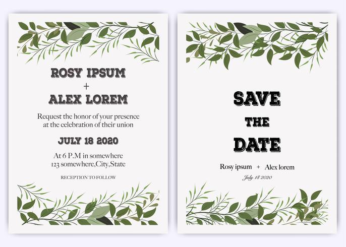 Invitation de mariage, invitation, faites gagner la carte de date avec une élégante anémone de jardin de lavande vecteur