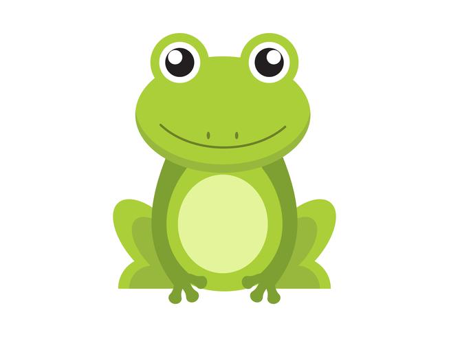 Personnage de dessin animé mignon grenouille verte isolé sur fond blanc vecteur