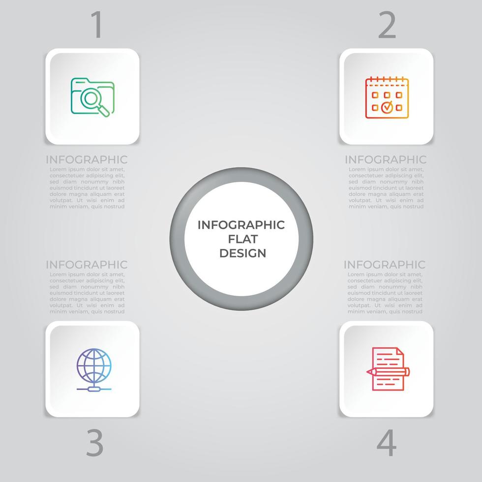 visualisation des données d'entreprise. diagramme de processus. éléments abstraits du graphique, diagramme avec étapes, options, parties ou processus. modèle d'entreprise de vecteur pour la présentation. concept créatif pour infographie.