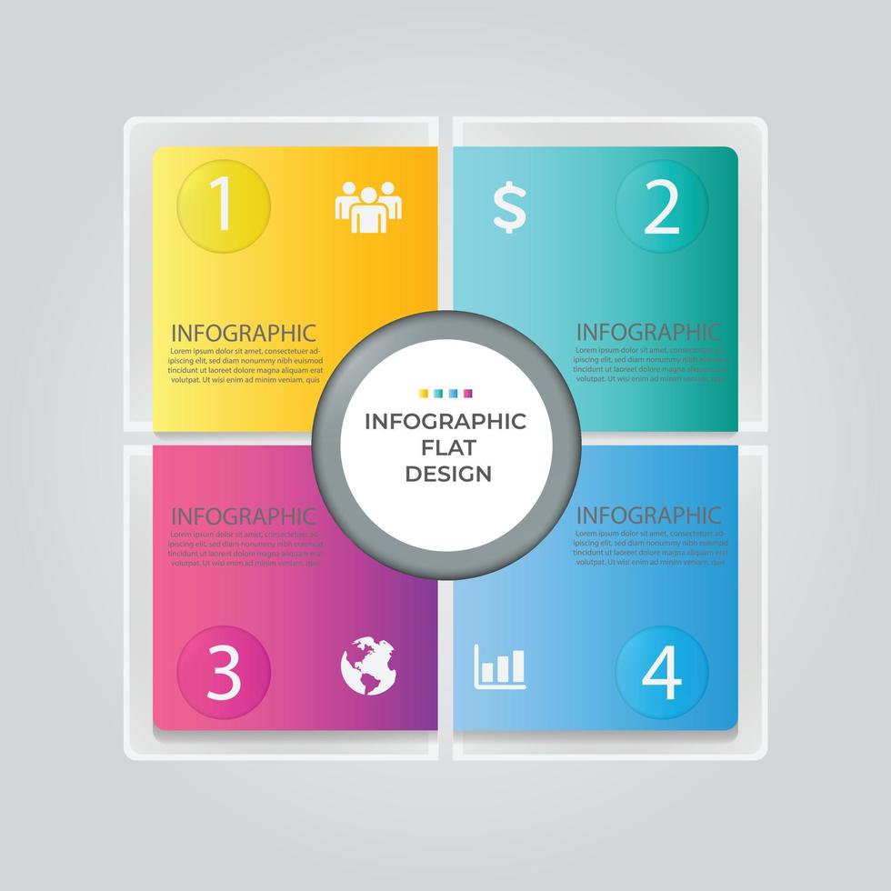 visualisation des données d'entreprise. diagramme de processus. éléments abstraits du graphique, diagramme avec étapes, options, parties ou processus. modèle d'entreprise de vecteur pour la présentation. concept créatif pour infographie.