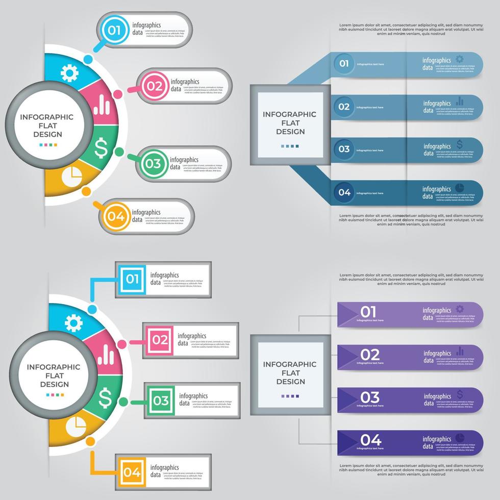 visualisation des données d'entreprise. diagramme de processus. éléments abstraits du graphique, diagramme avec étapes, options, parties ou processus. modèle d'entreprise de vecteur pour la présentation. concept créatif pour infographie.