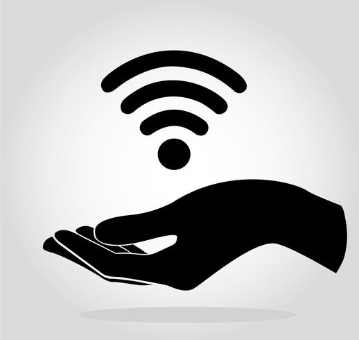 mains tenant Wifi icône symbole vecteur