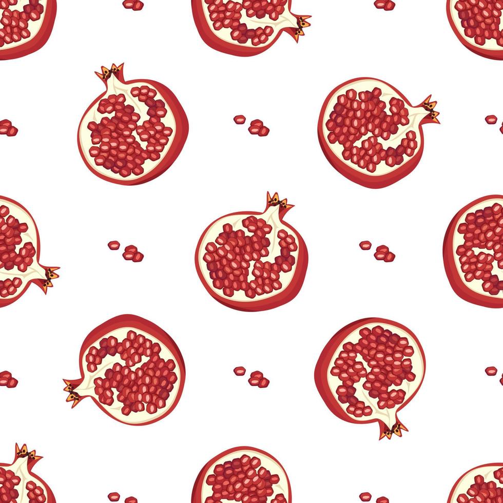 modèle sans couture avec grenade rouge entière. impression de fruits lumineux sains sur fond blanc. aliments sucrés pour l'alimentation. illustration vectorielle plate vecteur