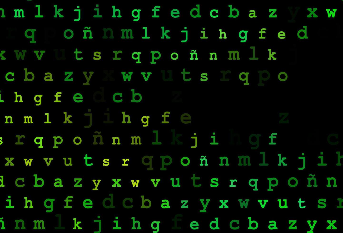 motif vectoriel vert foncé et jaune avec symboles abc.