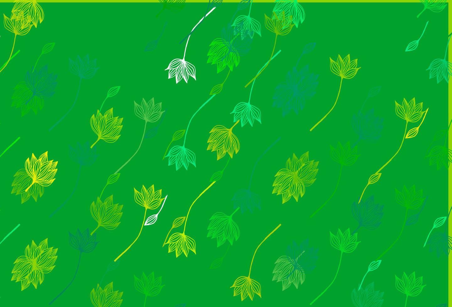 motif de doodle vectoriel vert clair, jaune.