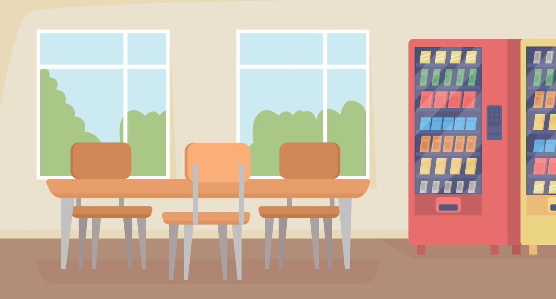 illustration vectorielle de couleur plate de l'espace de restauration de l'école vecteur