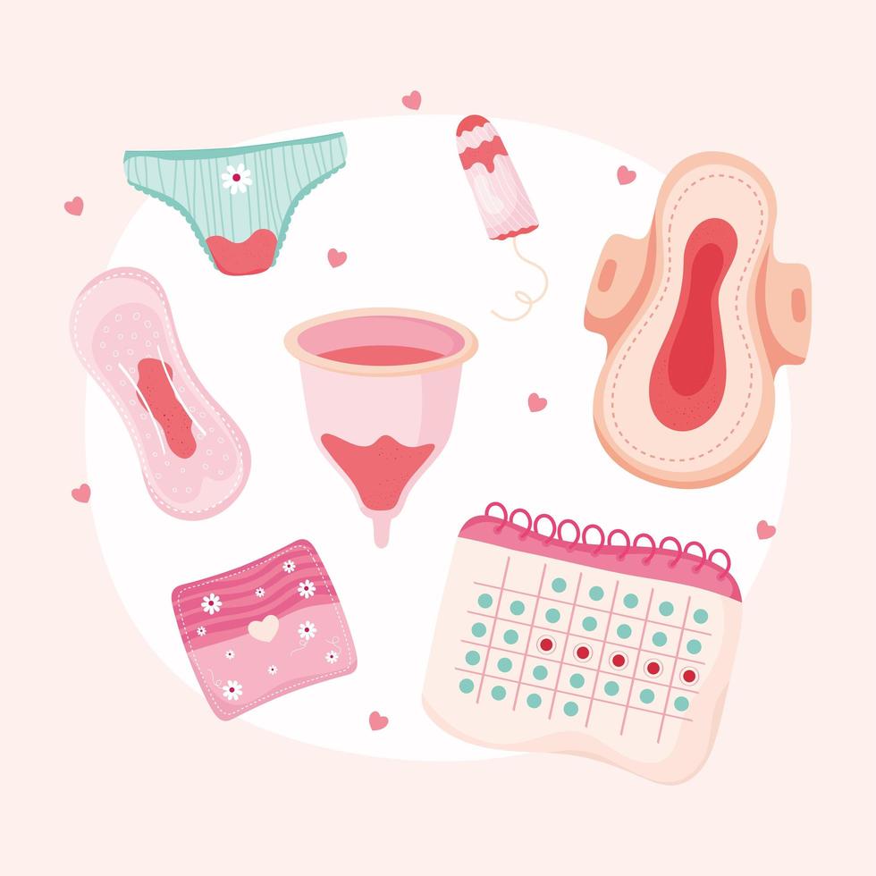 sept icônes de menstruation vecteur