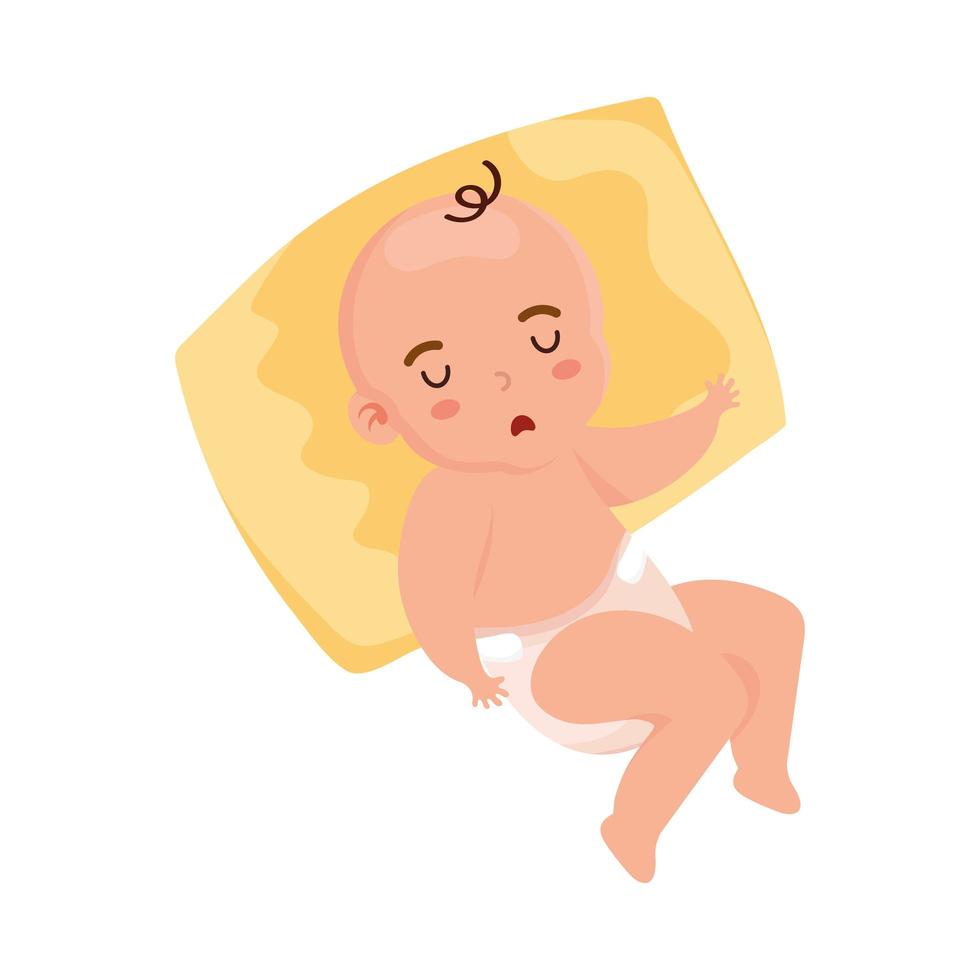 petit bébé avec oreiller vecteur
