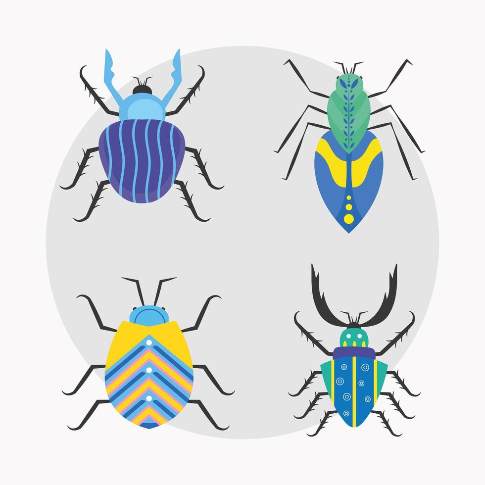 quatre insectes scandinaves vecteur