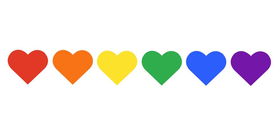 drapeau arc-en-ciel symbole LGBT sur coeur vecteur