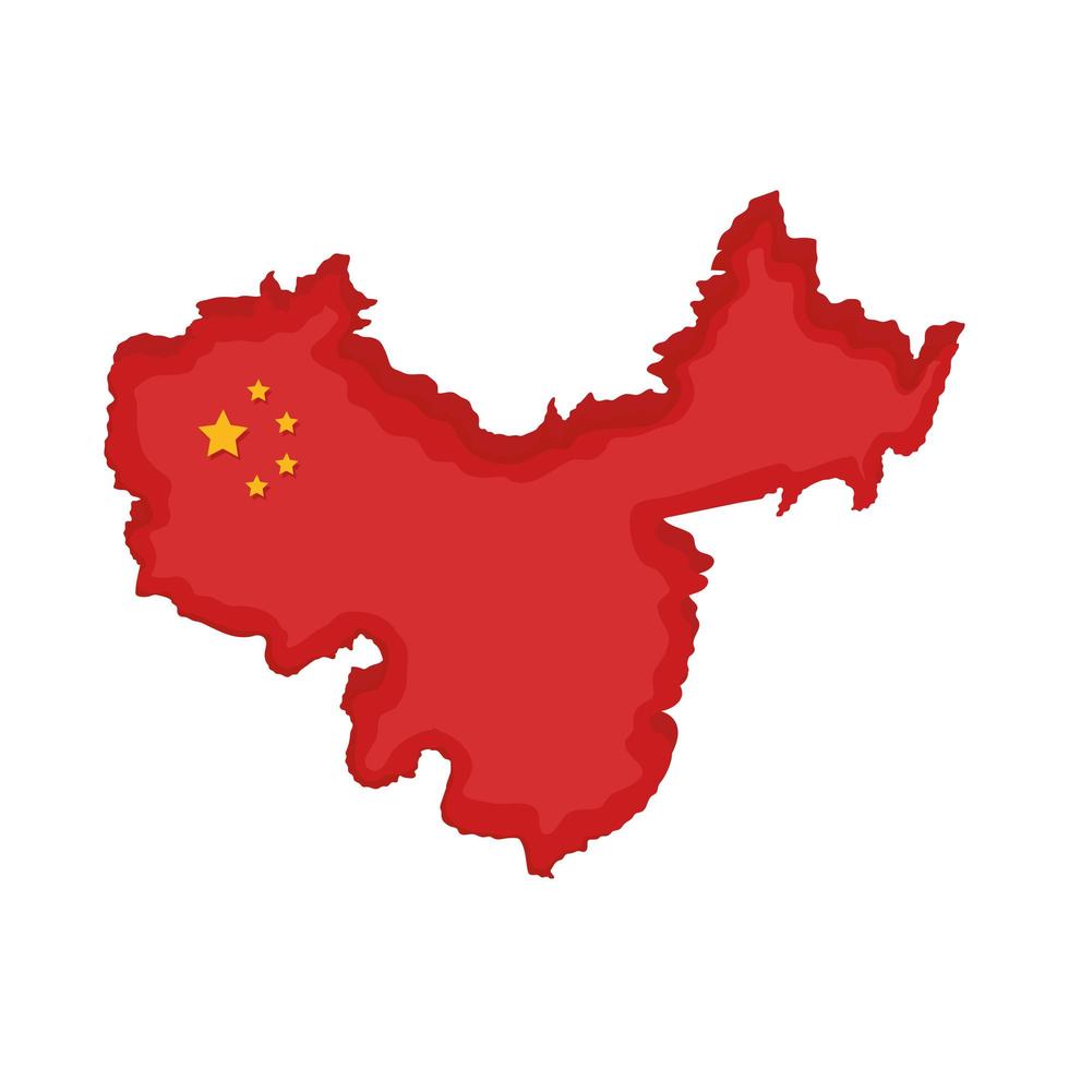 drapeau chinois sur la carte vecteur