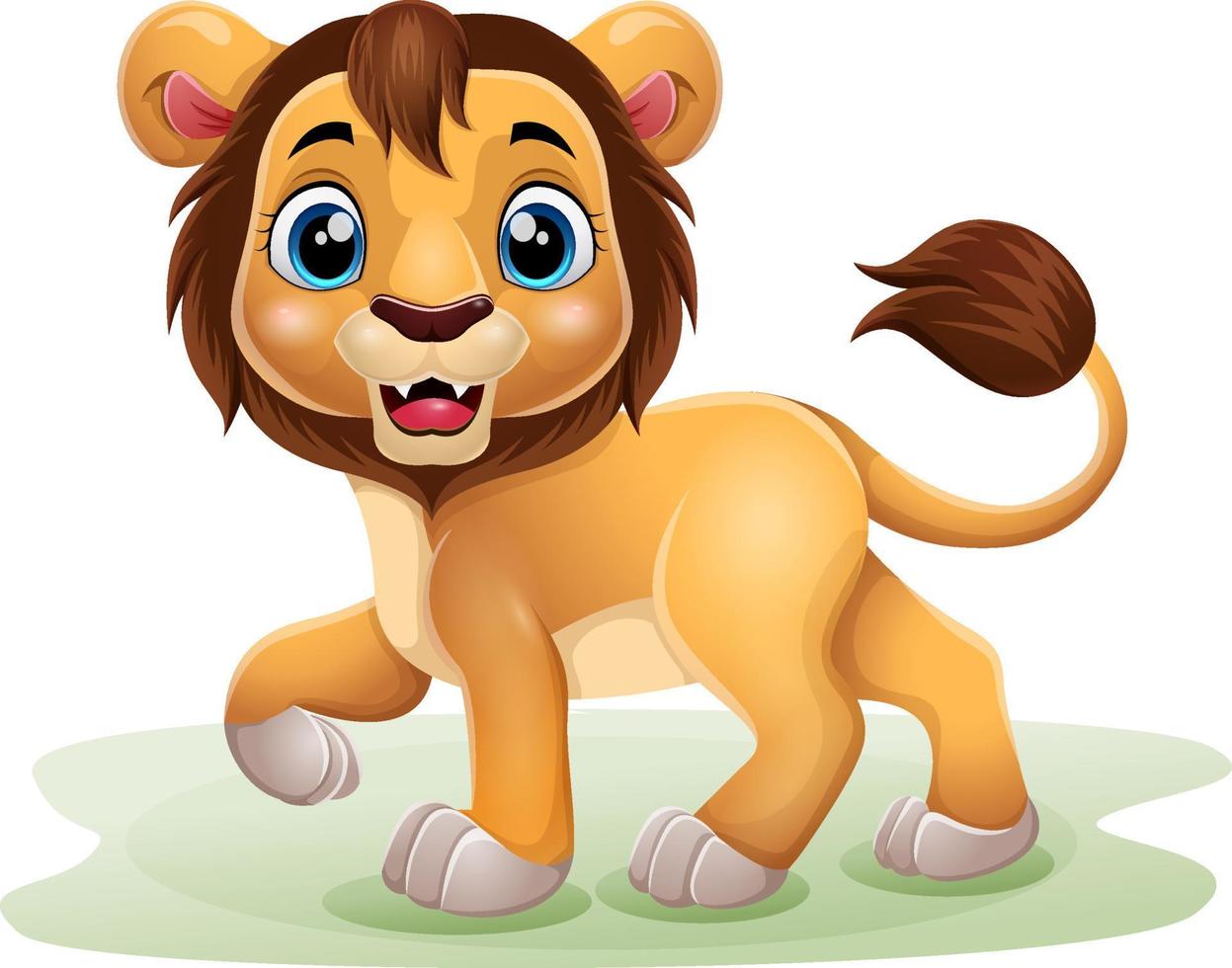 lion drôle de dessin animé sur fond blanc vecteur