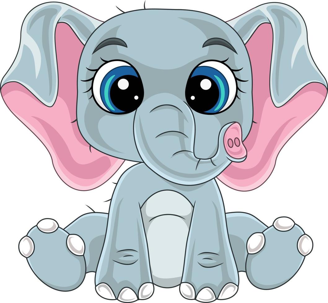 dessin animé mignon bébé éléphant assis vecteur