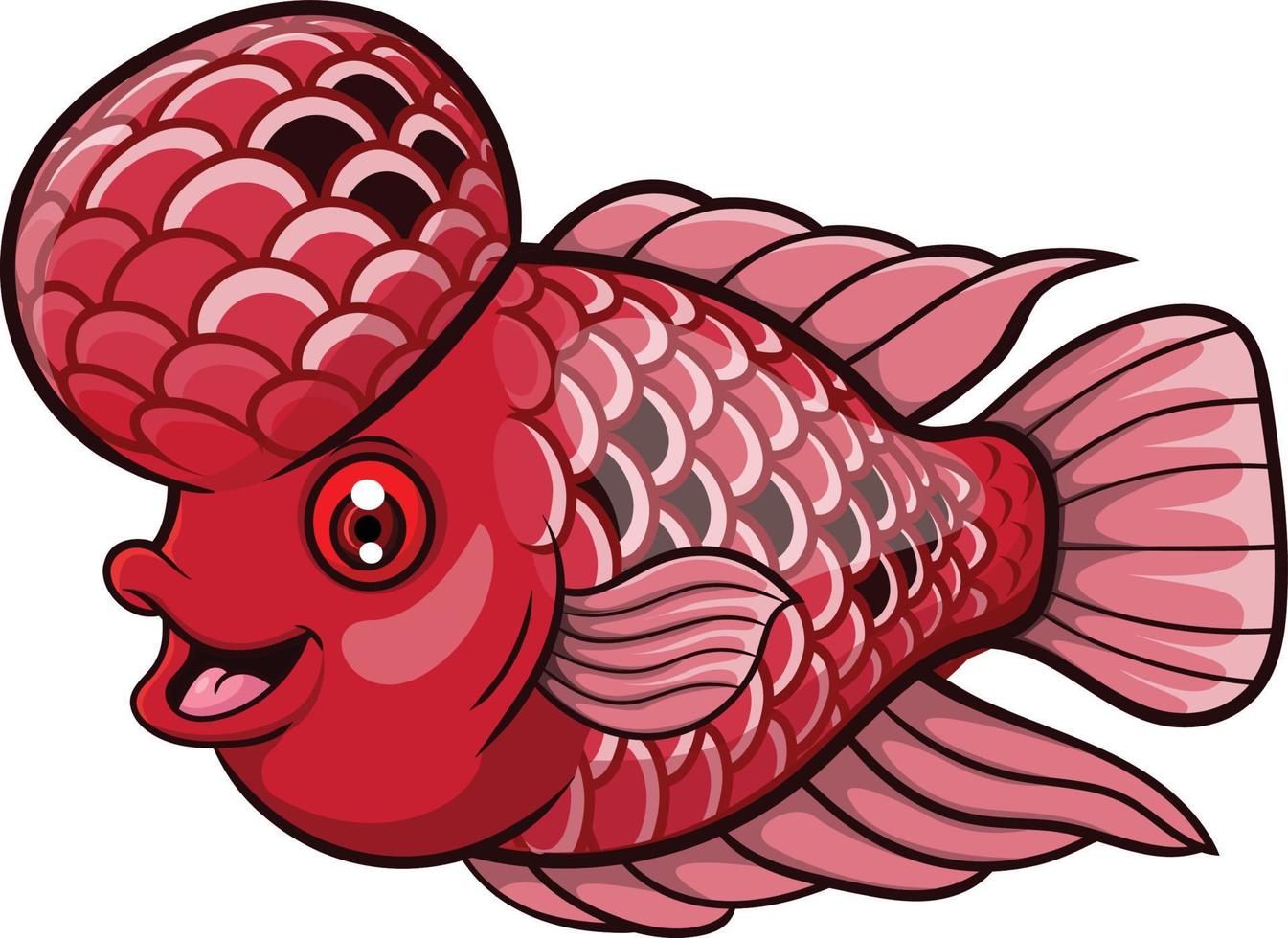 dessin animé poisson flowerhorn sur fond blanc vecteur
