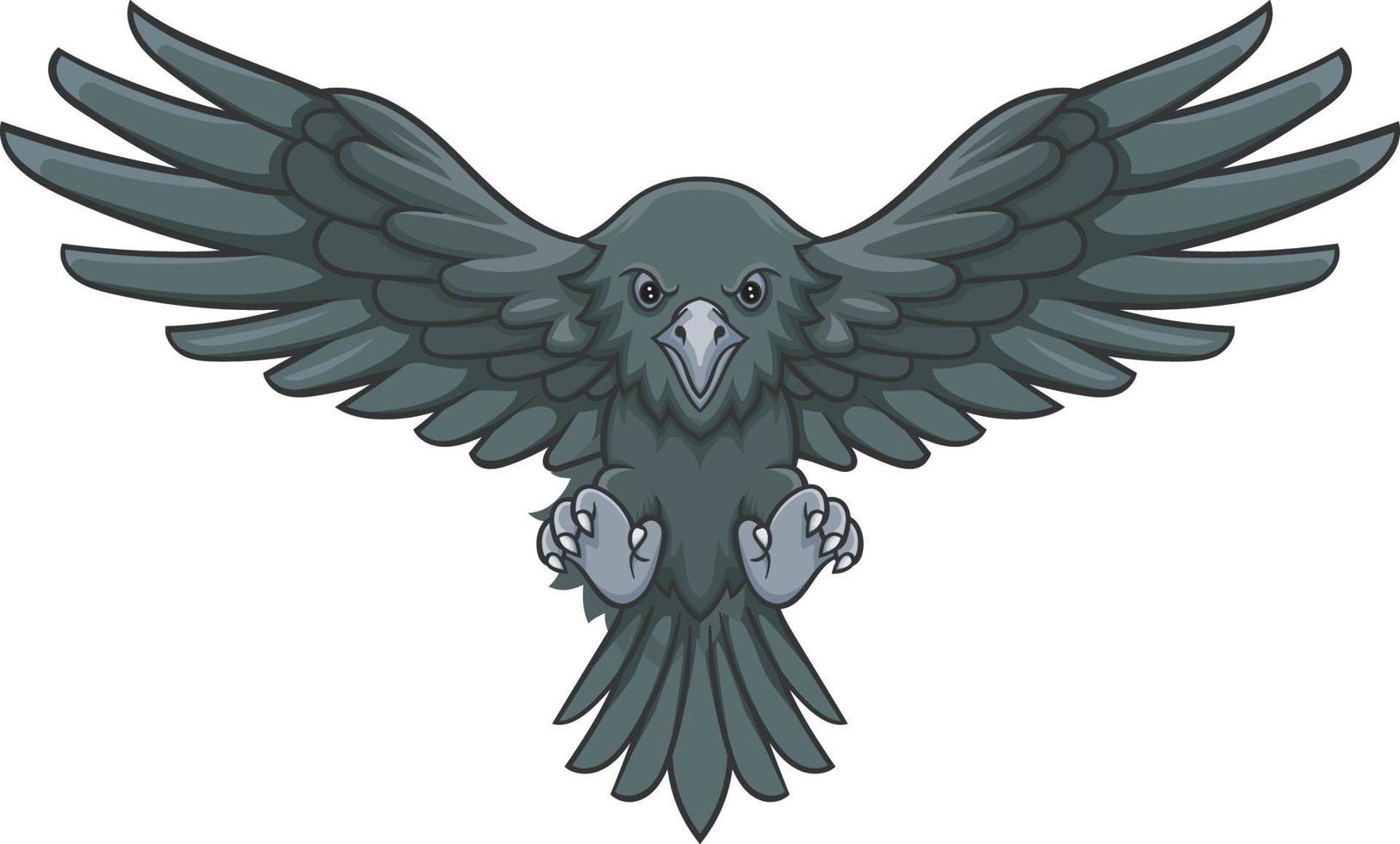 dessin animé corbeau volant isolé sur fond blanc vecteur