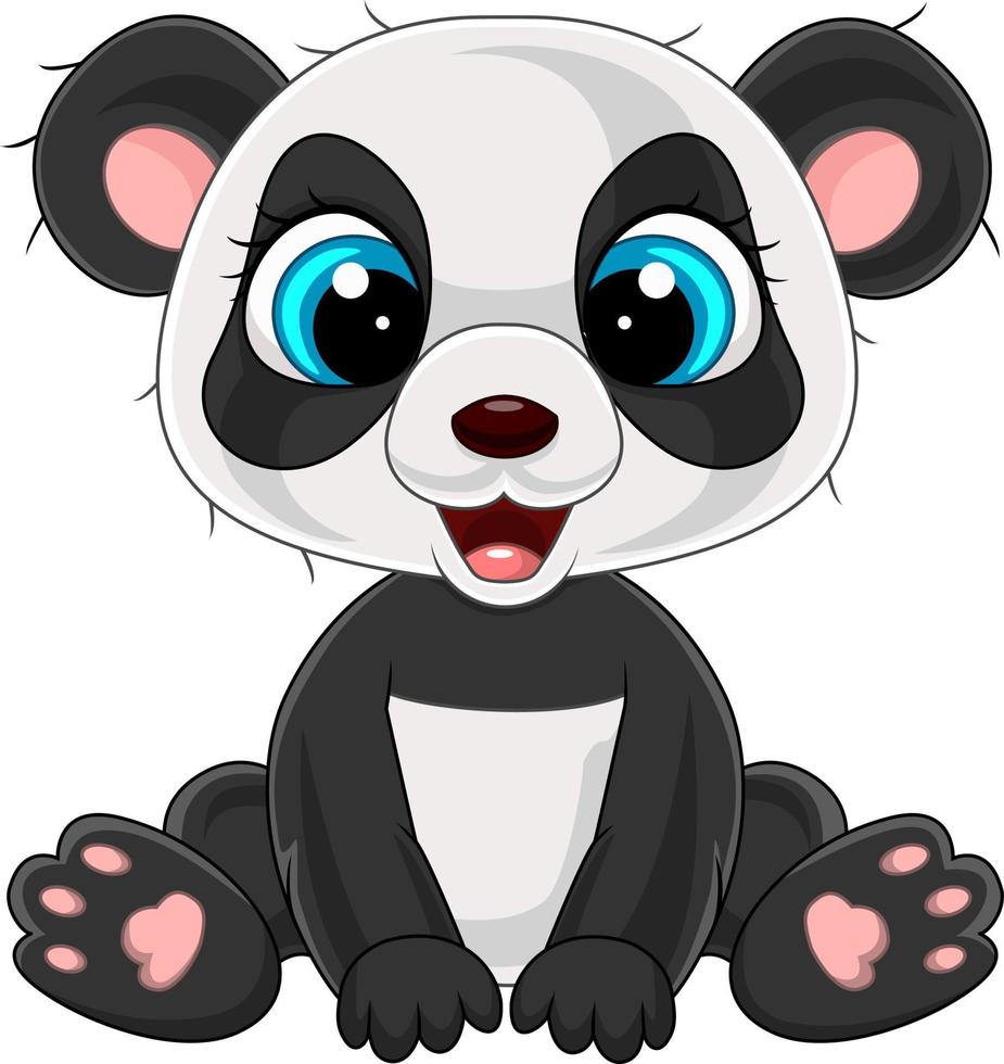 dessin animé mignon petit panda assis vecteur