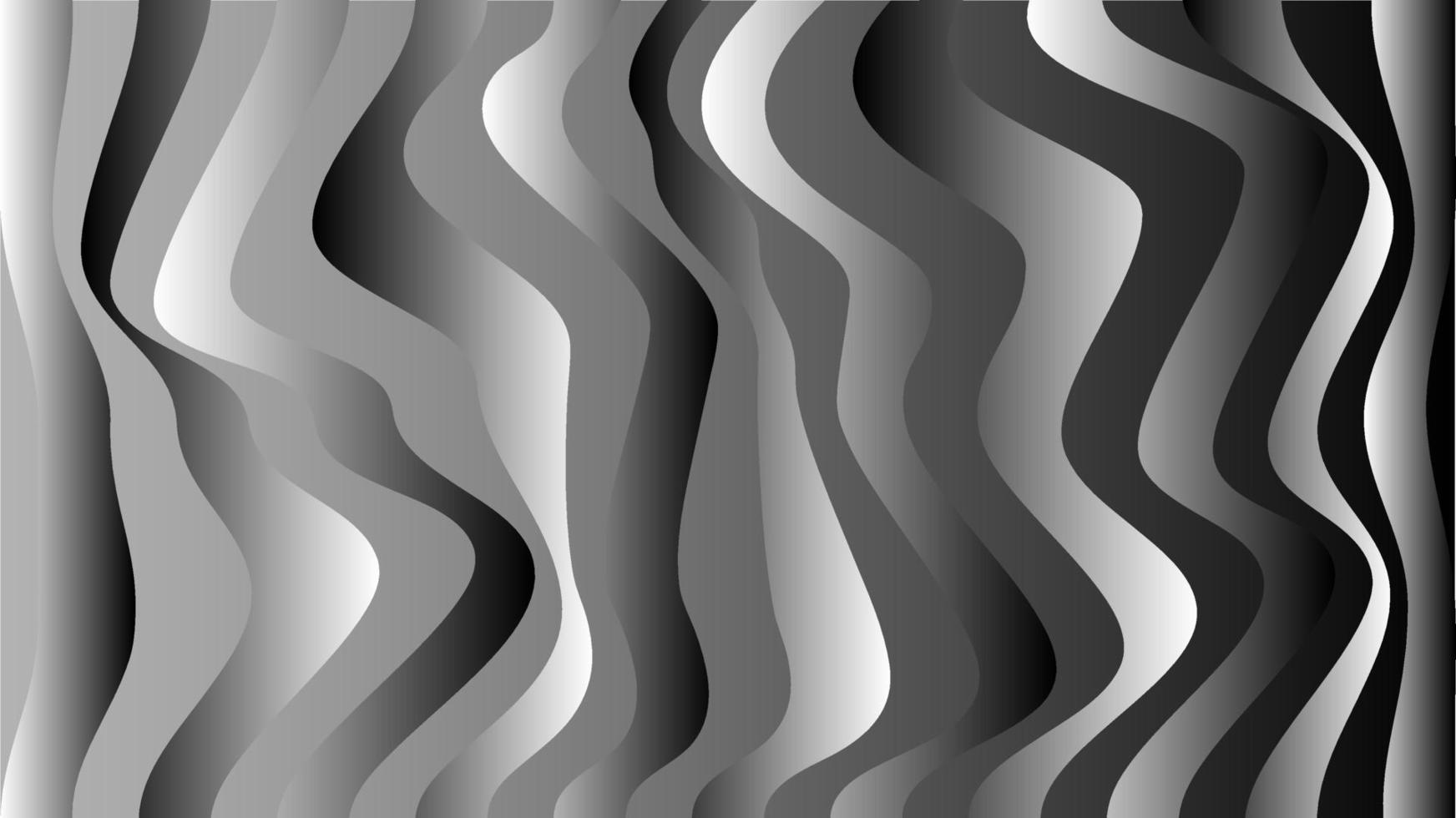 rayures dégradées ondulées sur fond d'écran en niveaux de gris. fond abstrait de lignes mobiles. vecteur