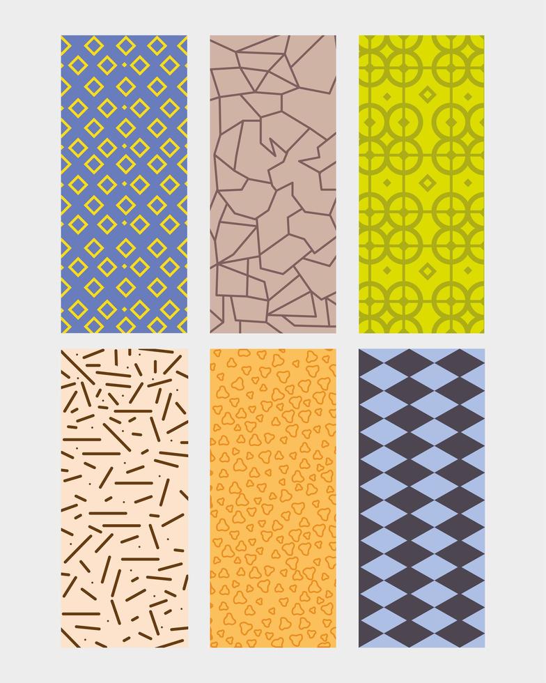 six couleurs d'arrière-plans de textures vecteur