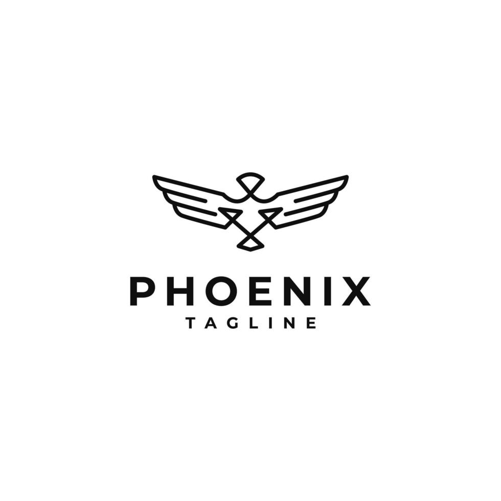 phoenix oiseau dessin au trait création de logo monoline minimaliste vecteur