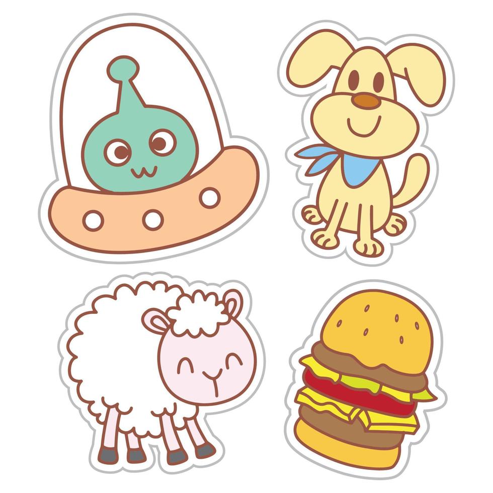 objets mignons dessinés à la main stickers vecteur