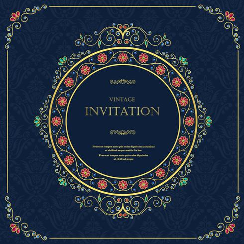 Style vintage carte de mariage ou d&#39;invitation avec fond abstrait cristaux vecteur