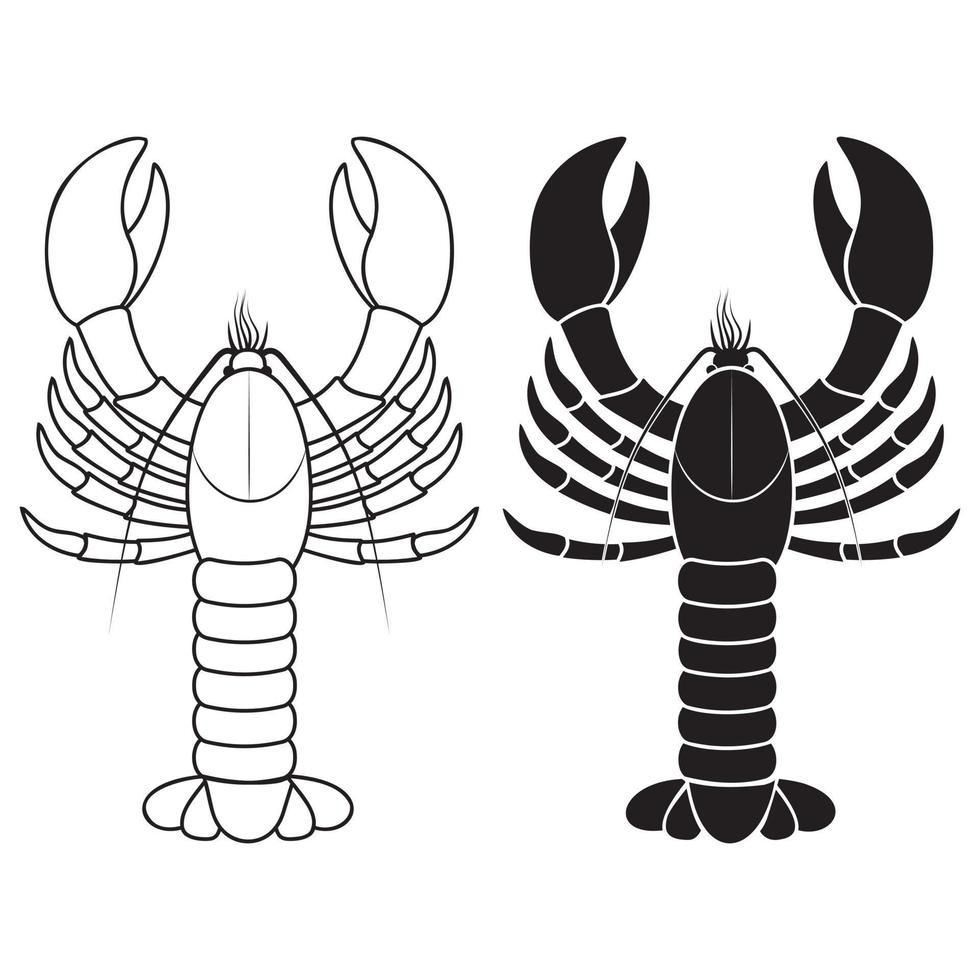 homard, illustration vectorielle au pochoir noir sur fond blanc vecteur