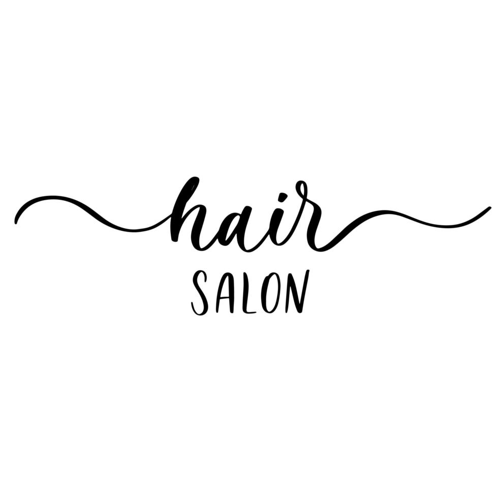 salon de coiffure. inscription calligraphique de vecteur avec des lignes douces pour les noms et les logos des entreprises, des étiquettes et des boutiques de design, des salons de beauté, des coiffeurs et de votre entreprise.