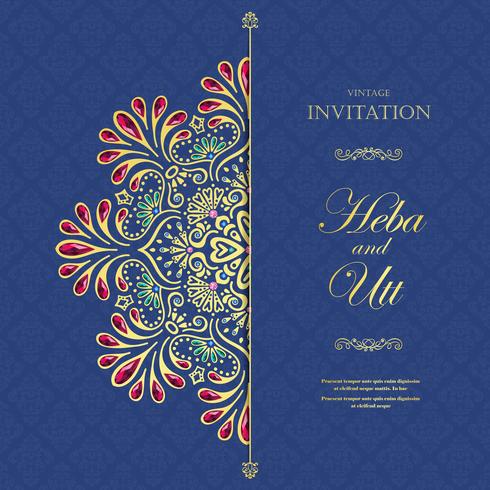 Style vintage carte de mariage ou d&#39;invitation avec fond abstrait cristaux vecteur