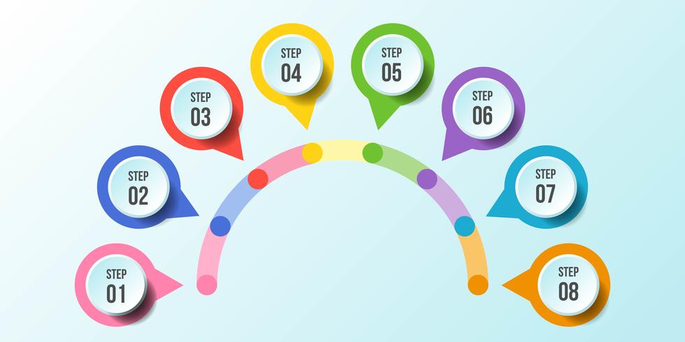 Diagramme demi-cercle, modèles d&#39;infographie Timeline vecteur