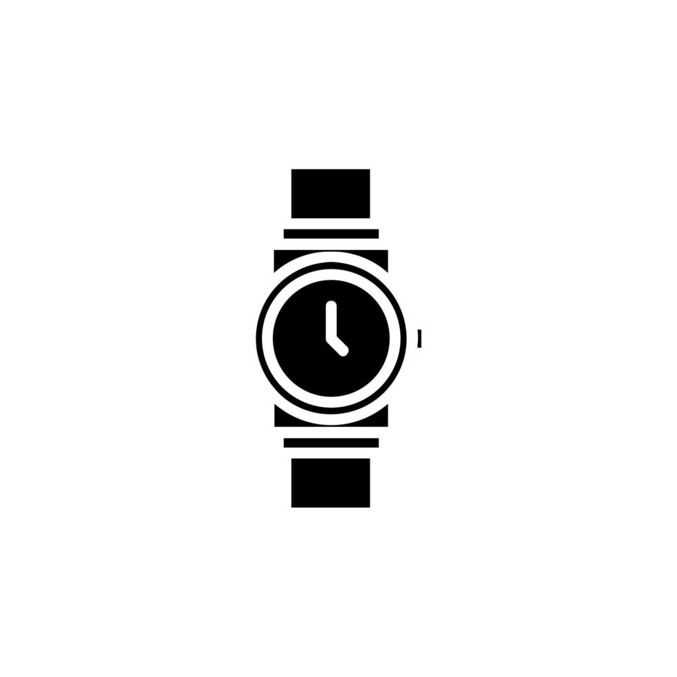 montre, montre-bracelet, horloge, icône solide de temps, vecteur, illustration, modèle de logo. adapté à de nombreuses fins. vecteur