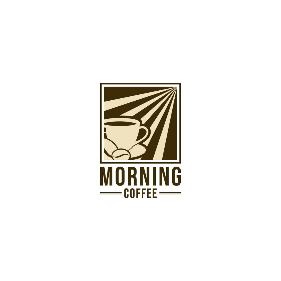 logo de café du matin avec tasse de café et soleil du matin vecteur