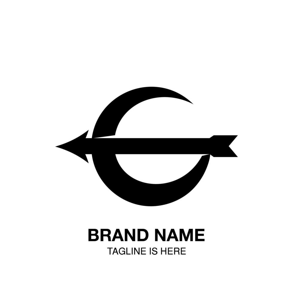 logo croissant de lune flèche minimaliste icône vecteur symbole design plat
